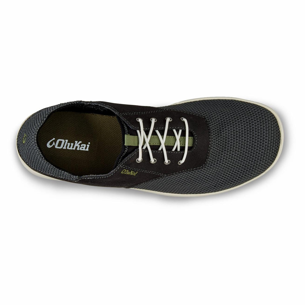 Olukai Nohea Moku Boat Shoes - Black | Men Boat Shoes