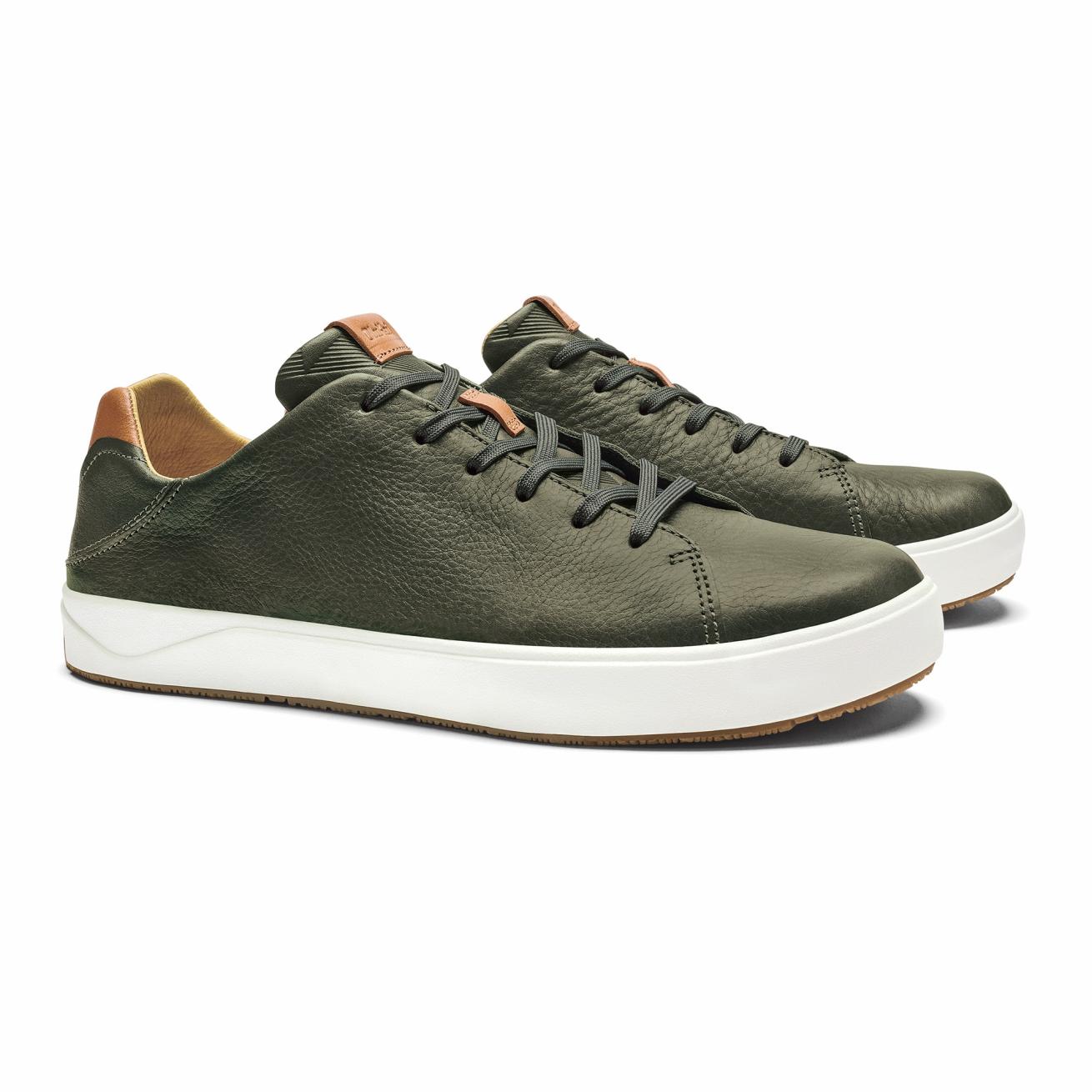 Olukai Panepo‘o Italian Leather Sneaker - Nori | Men Leather
