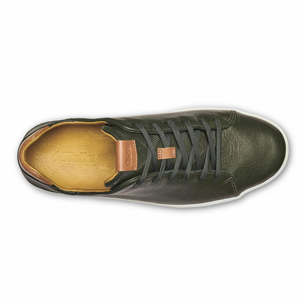 Olukai Panepo‘o Italian Leather Sneaker - Nori | Men Leather