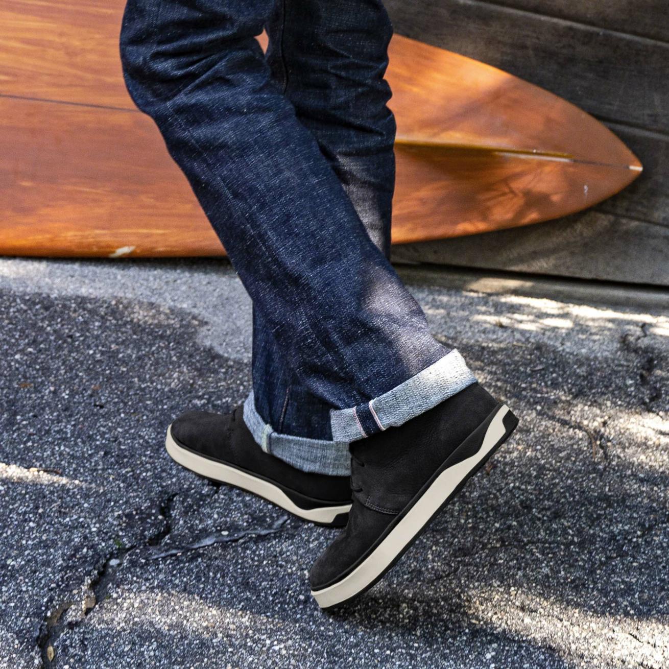 Olukai Papakū 'Ili Waterproof Leather Boots- Black | Men Waterproof