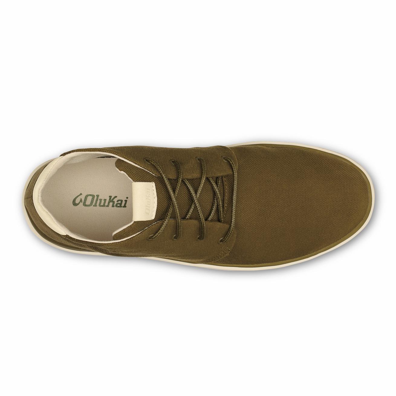 Olukai Papakū Waxed Canvas Boots - Olive | Men Waterproof