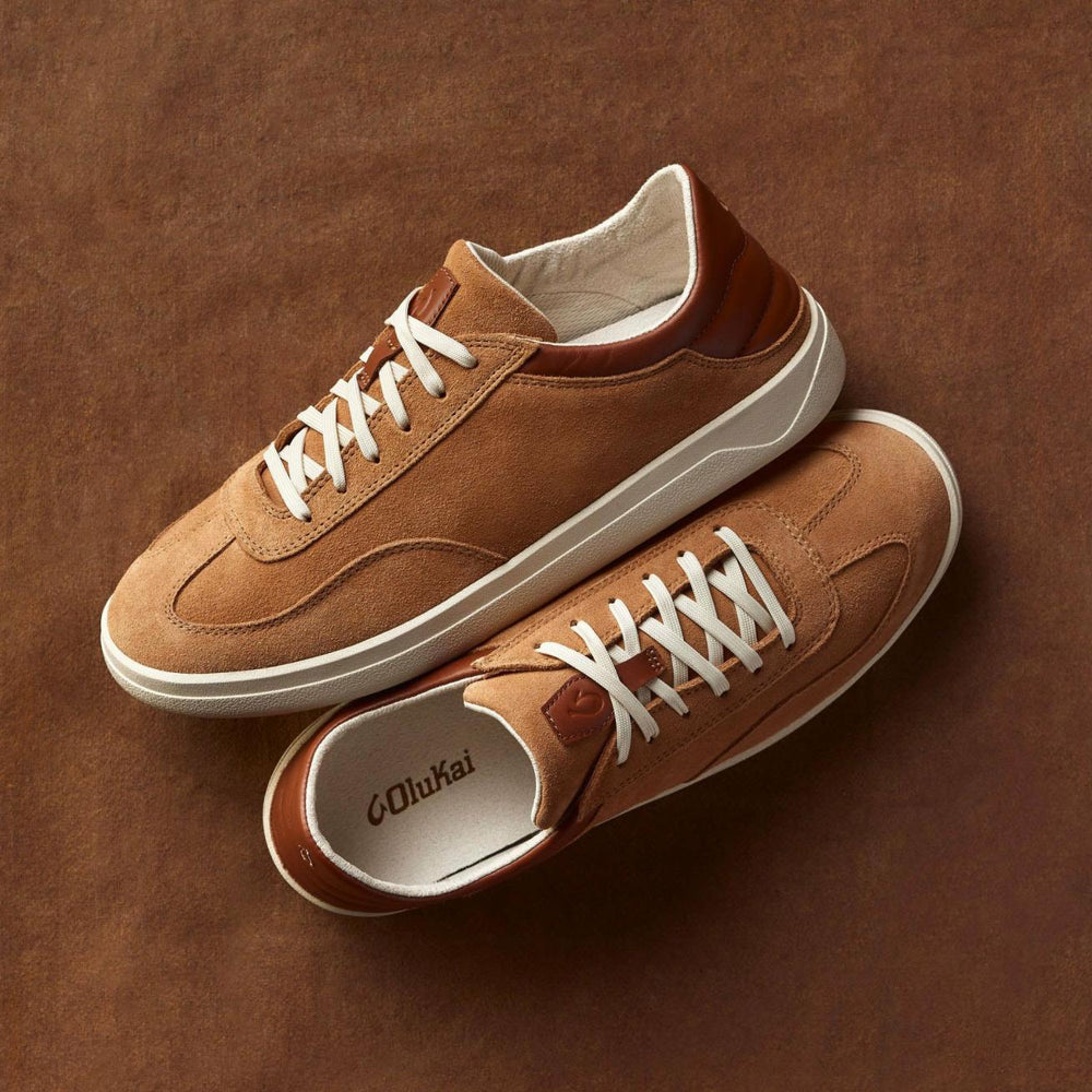 Olukai Pūnini Suede Leather Sneakers - Tan / Toffee | Men Sneakers