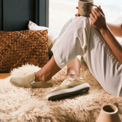 Olukai Pehuea Luxe Suede Shoes - Toasted Coconut | Women Slip-On