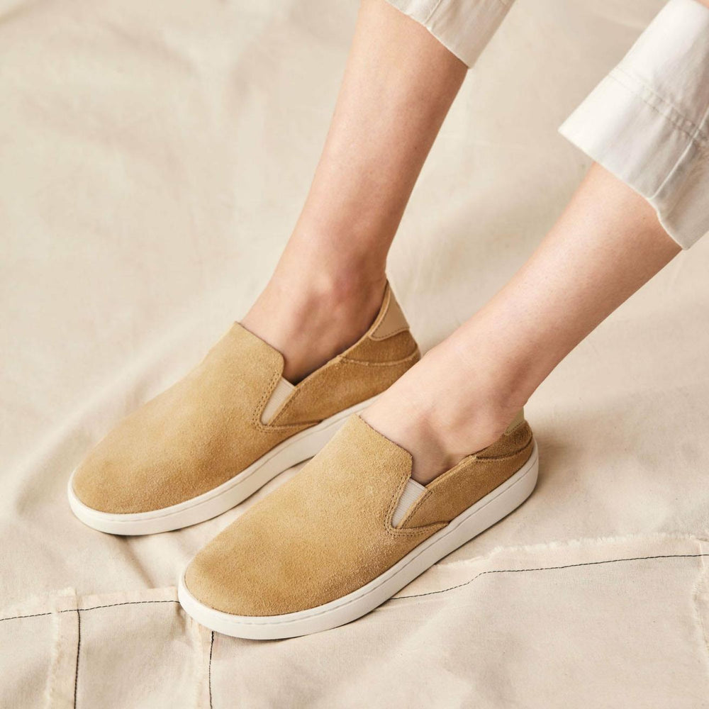 Olukai Pehuea Luxe Suede Shoes - Toasted Coconut | Women Slip-On