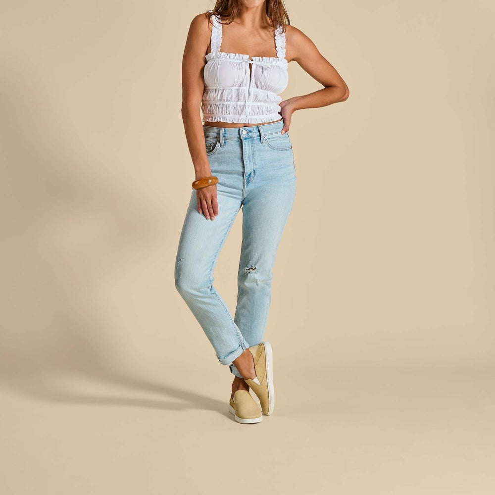 Olukai Pehuea Luxe Suede Shoes - Toasted Coconut | Women Slip-On