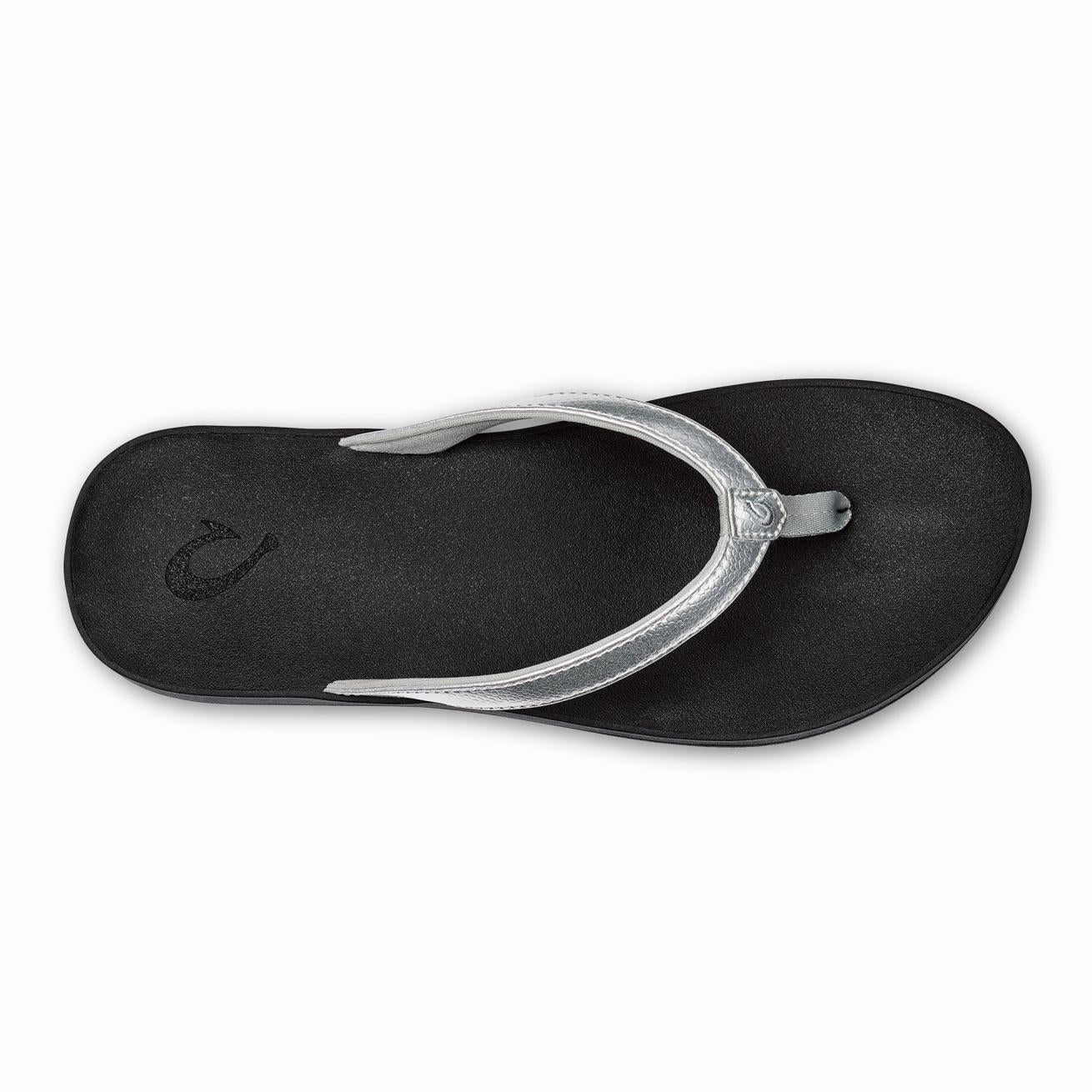 Olukai Puawe Beach Sandals - Silver / Black | Women Water-Friendly