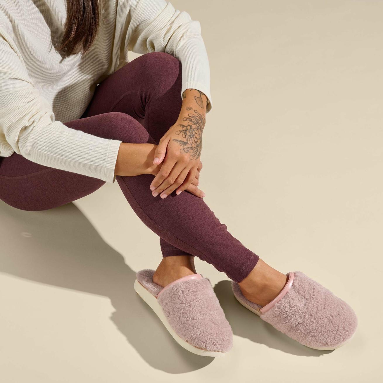 Olukai Pūpū Mua Shearling Mule Slipper - Pink Sea Salt | Women Indoor/Outdoor