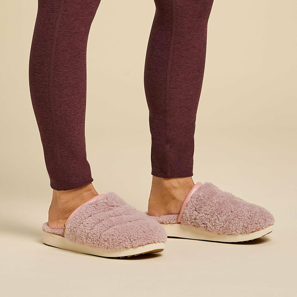 Olukai Pūpū Mua Shearling Mule Slipper - Pink Sea Salt | Women Indoor/Outdoor