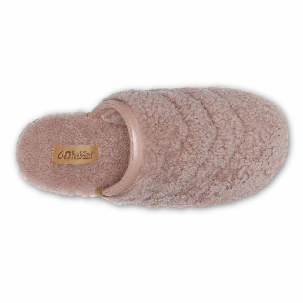 Olukai Pūpū Mua Shearling Mule Slipper - Pink Sea Salt | Women Indoor/Outdoor