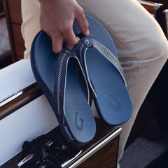 Olukai Shoreline Leather Sandals - Deep Water / Blue Fog | Men Leather