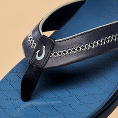 Olukai Shoreline Leather Sandals - Deep Water / Blue Fog | Men Leather