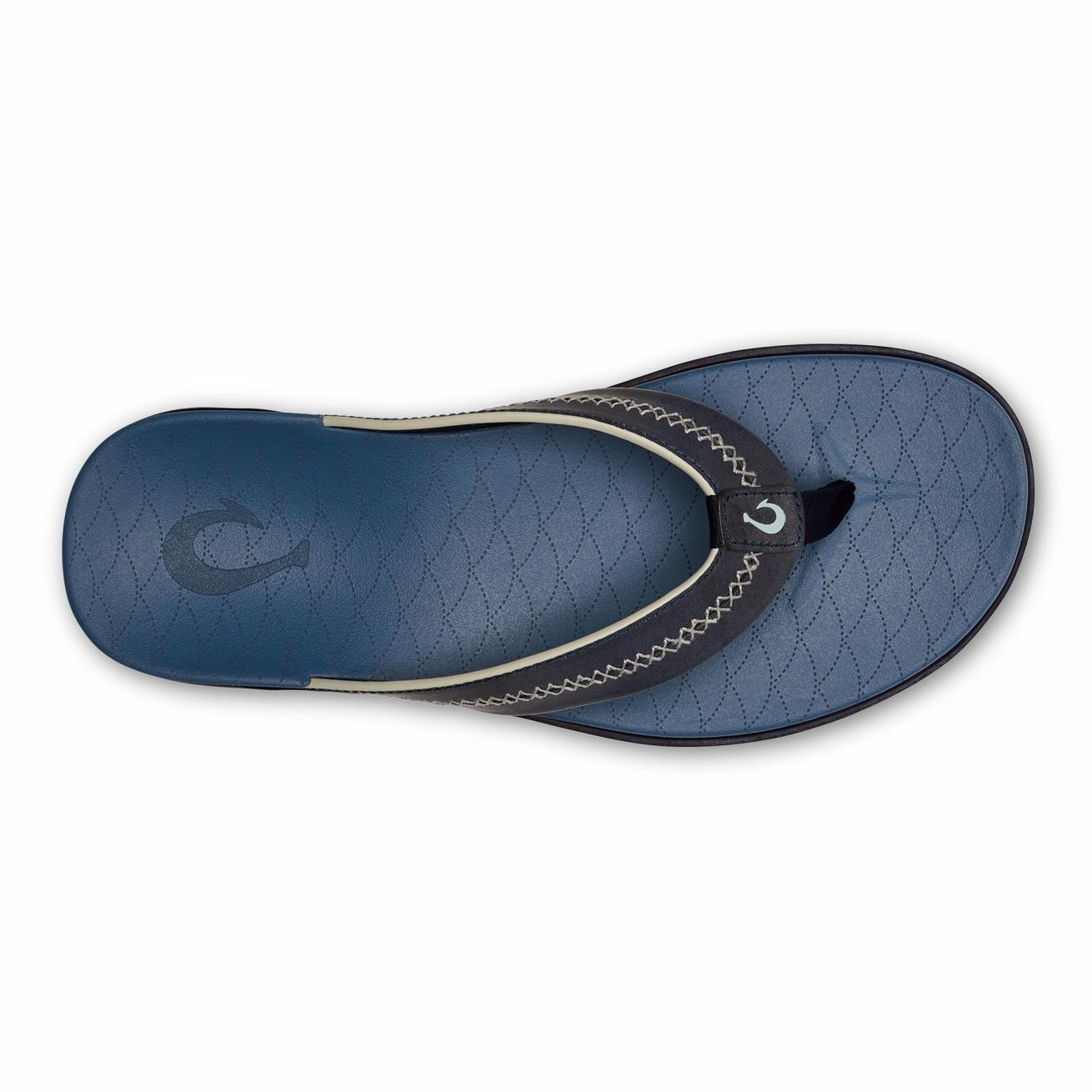 Olukai Shoreline Leather Sandals - Deep Water / Blue Fog | Men Leather