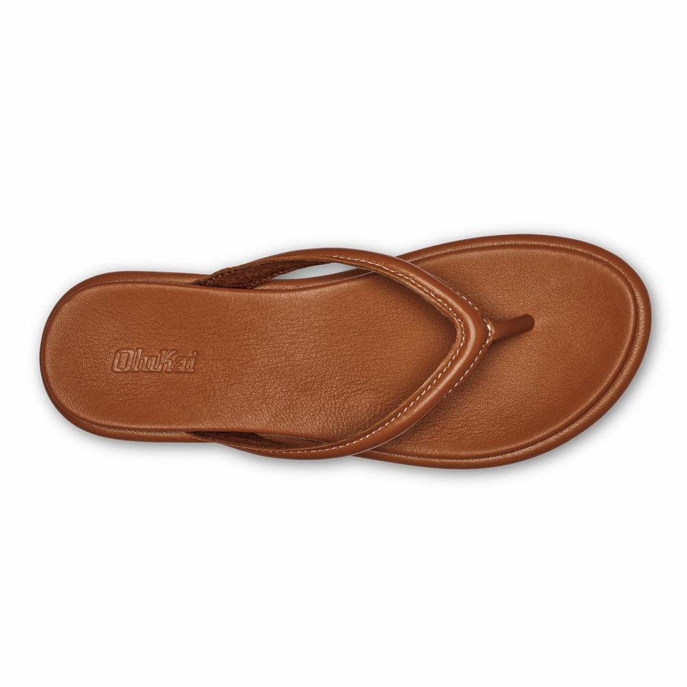 Olukai Tiare Leather Beach Sandals - Fox | Women Leather