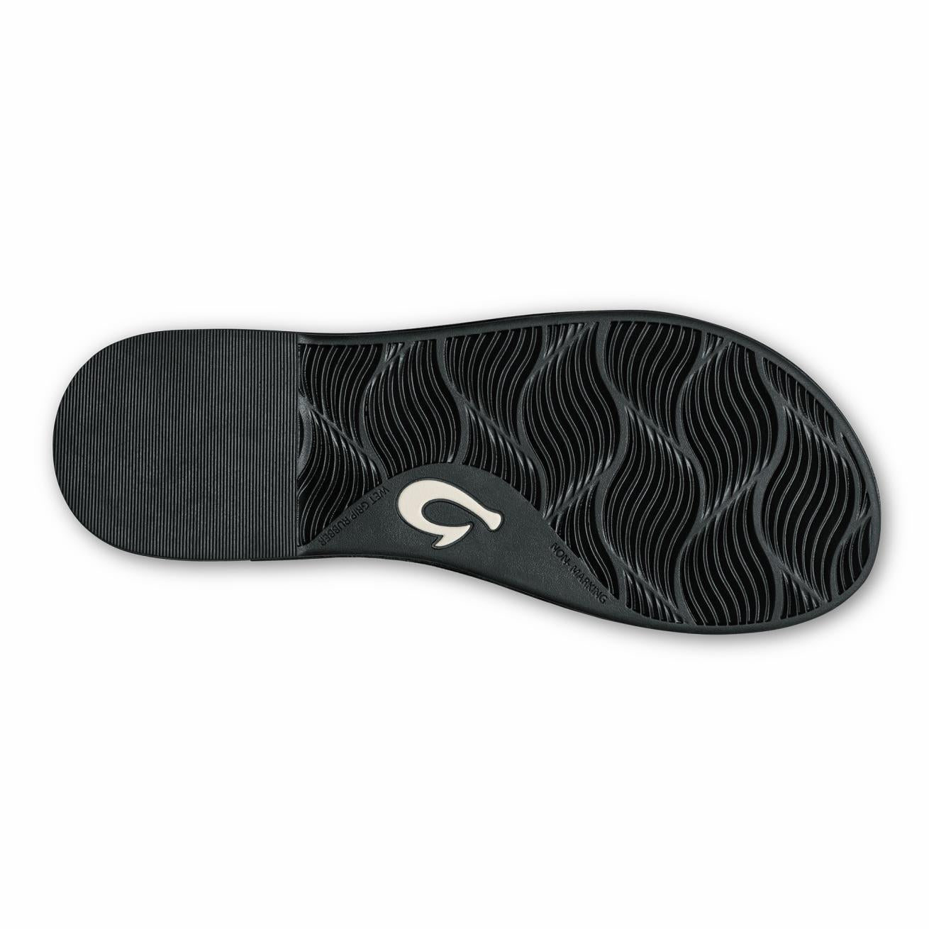 Olukai Tiare Slide Leather Slide Sandals - Black | Women Leather