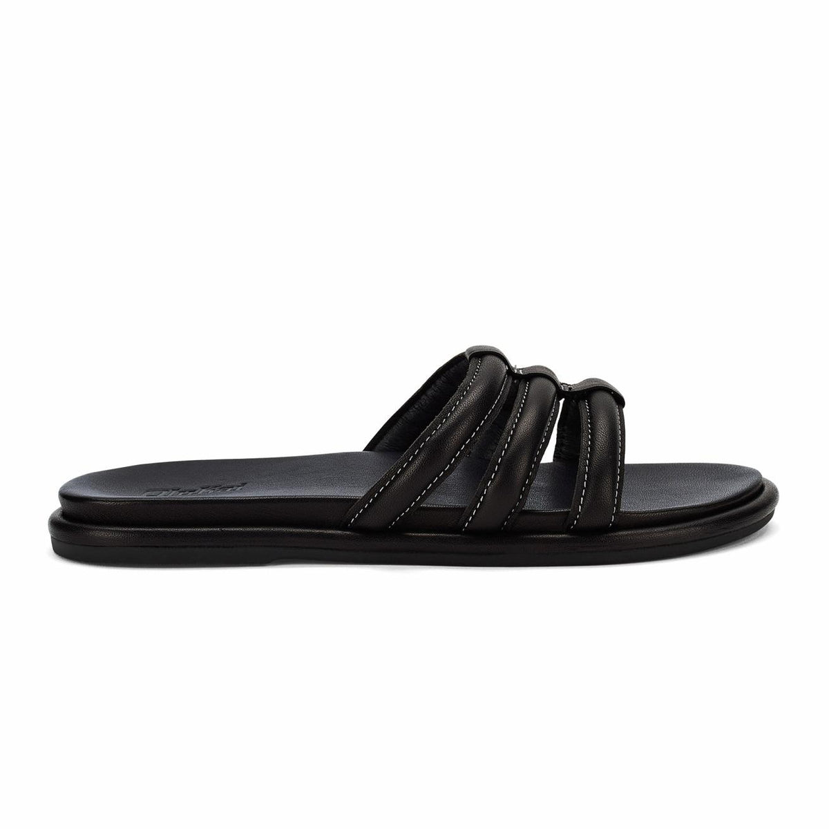 Olukai Tiare Slide Leather Slide Sandals - Black | Women Leather