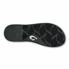 Olukai Tiare Slide Leather Slide Sandals - Black | Women Leather