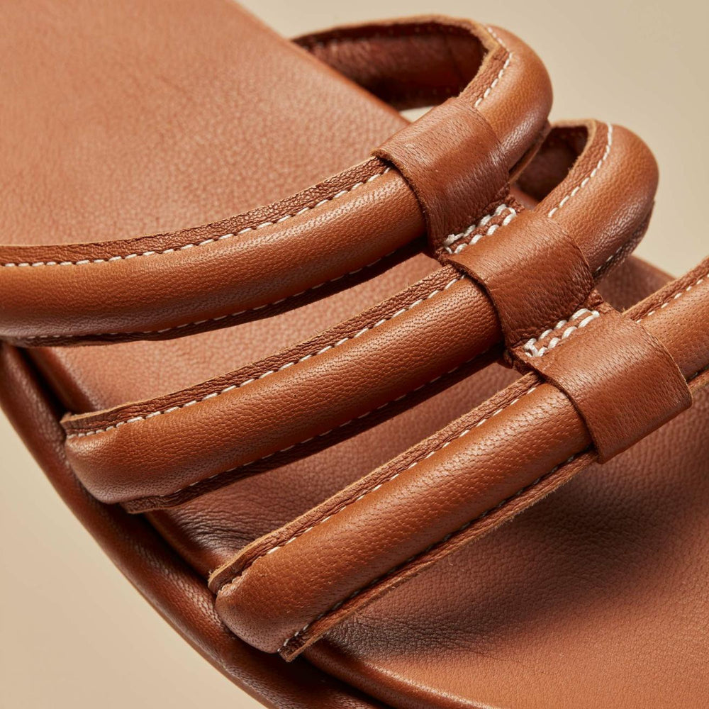 Olukai Tiare Slide Leather Slide Sandals - Fox | Women Slides