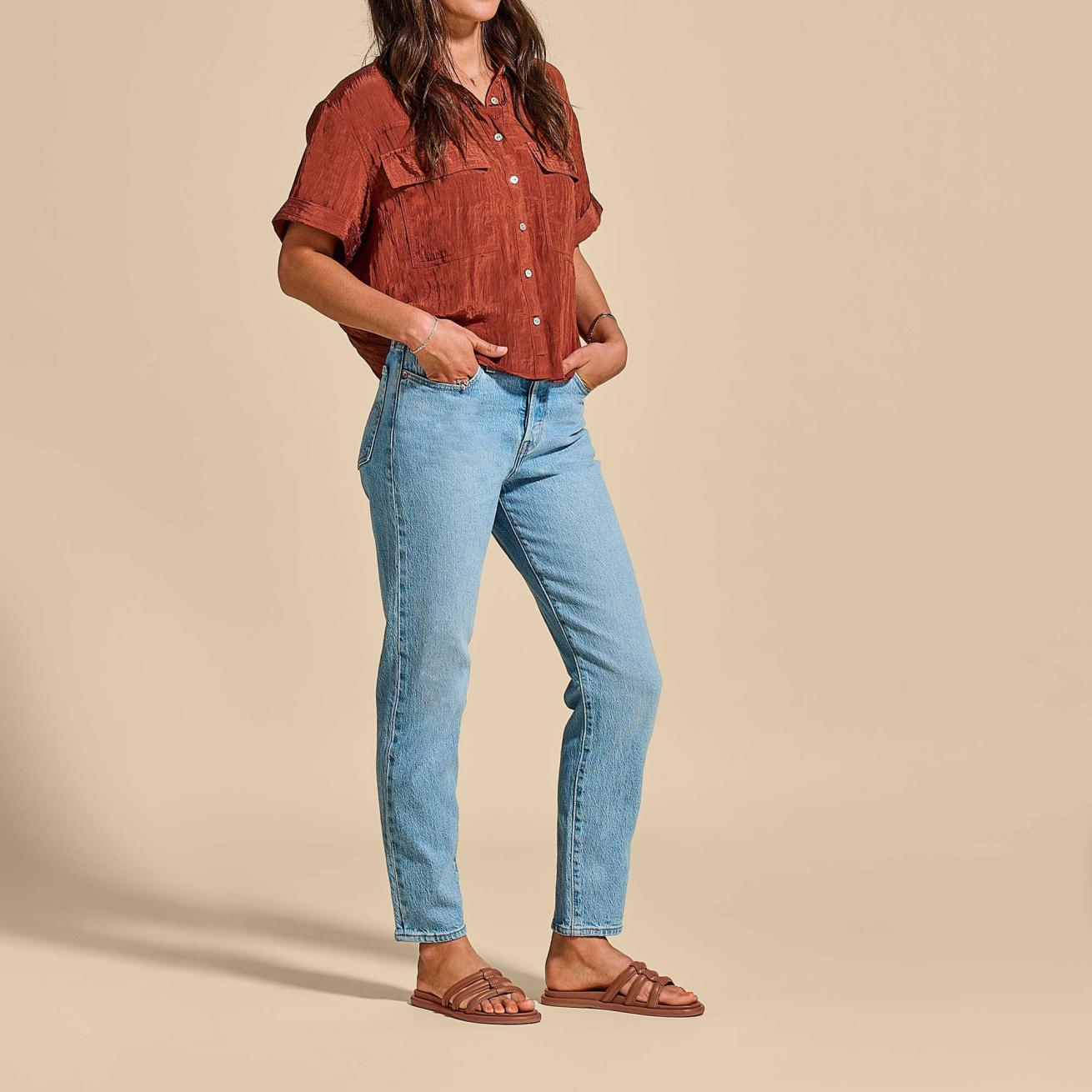 Olukai Tiare Slide Leather Slide Sandals - Fox | Women Slides