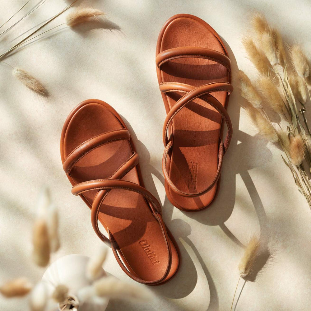 Olukai Tiare Strappy Leather Sandals - Fox | Women Leather