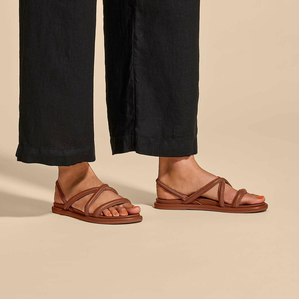 Olukai Tiare Strappy Leather Sandals - Fox | Women Leather