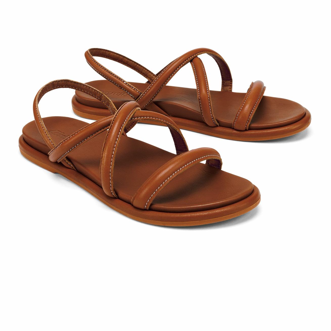 Olukai Tiare Strappy Leather Sandals - Fox | Women Leather