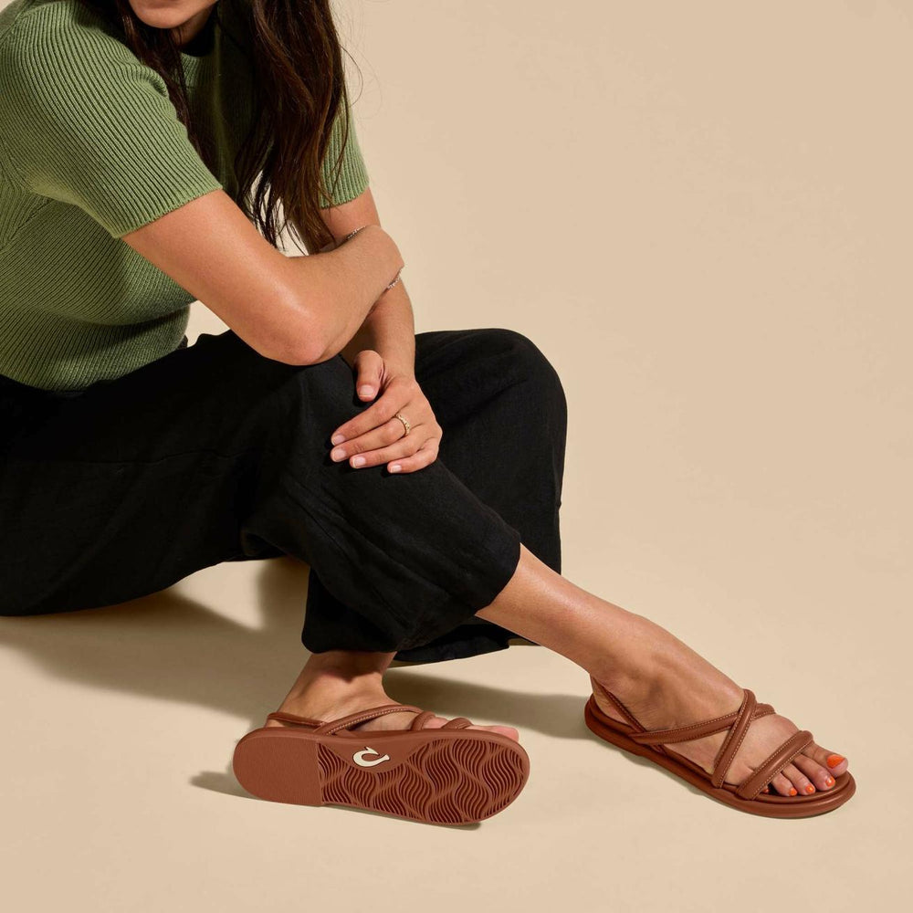 Olukai Tiare Strappy Leather Sandals - Fox | Women Leather