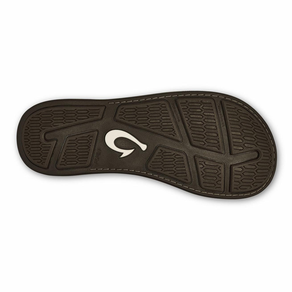 Olukai Tuahine Waterproof Leather Beach Sandals - Dark Wood | Men Water-Friendly