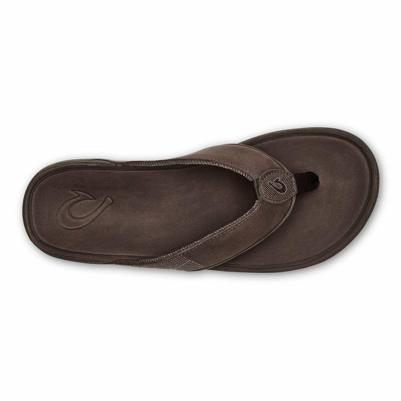 Olukai Tuahine Waterproof Leather Beach Sandals - Dark Wood | Men Water-Friendly