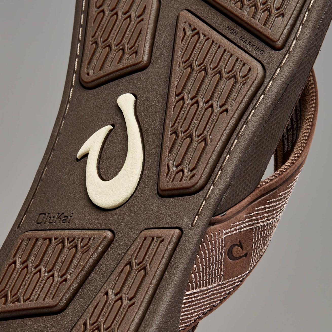 Olukai Tuahine Waterproof Leather Beach Sandals - Dark Wood | Men Water-Friendly