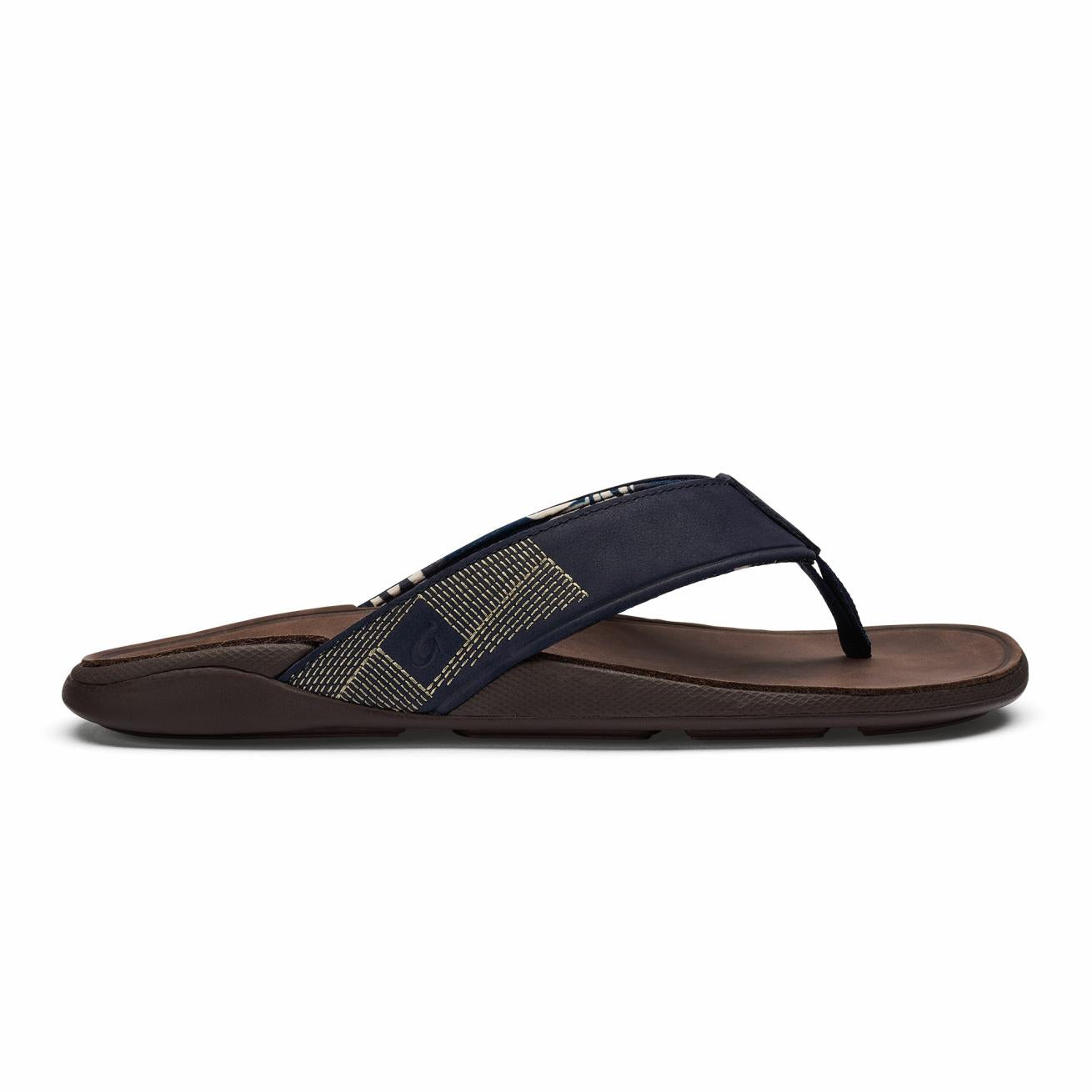 Olukai Tuahine Waterproof Leather Beach Sandals - Trench Blue | Men Leather