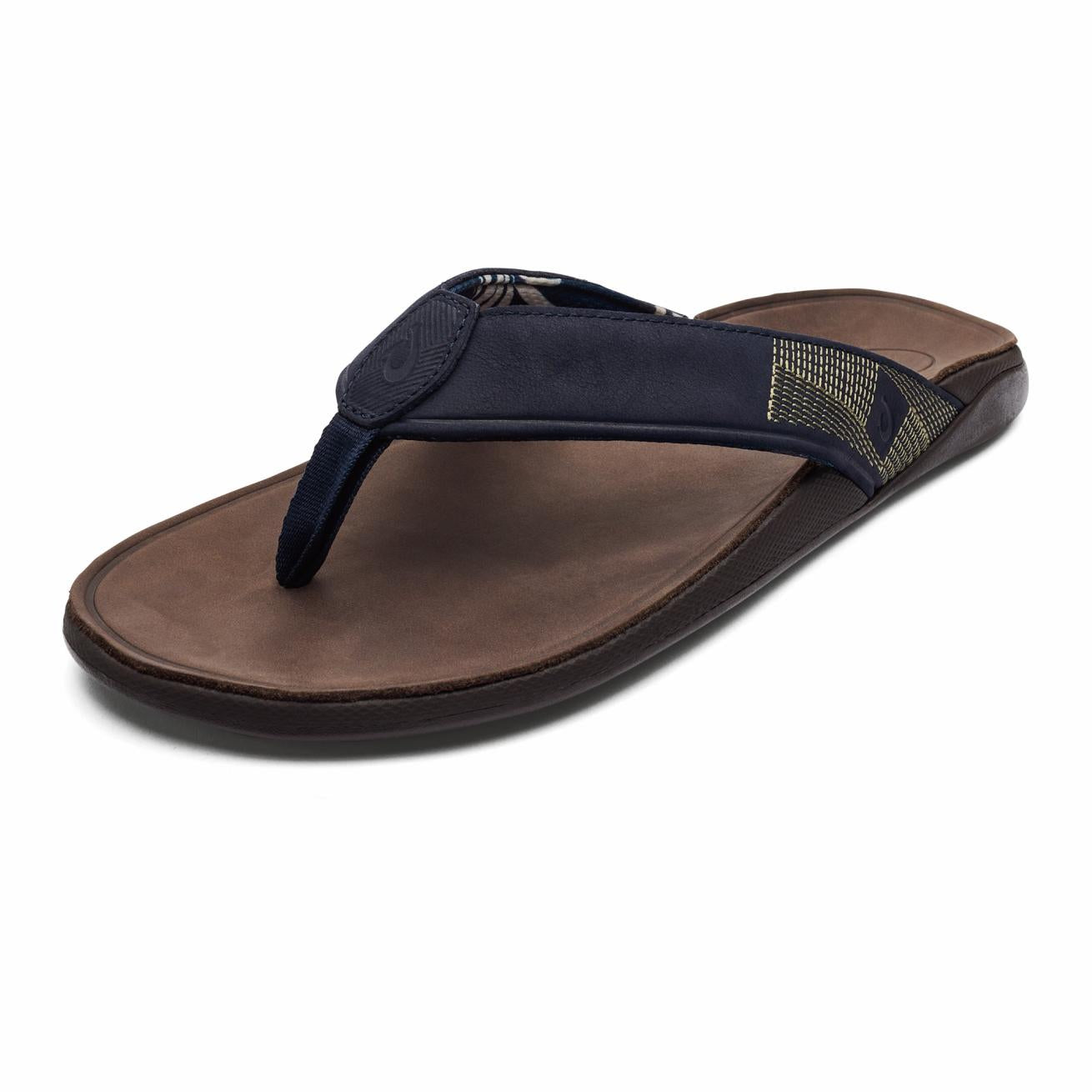 Olukai Tuahine Waterproof Leather Beach Sandals - Trench Blue | Men Leather