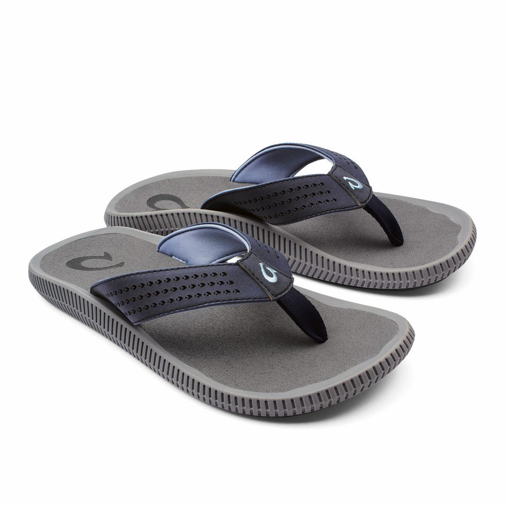 Olukai Ulele Beach Sandals - Blue Depth / Charcoal | Men Water-Friendly