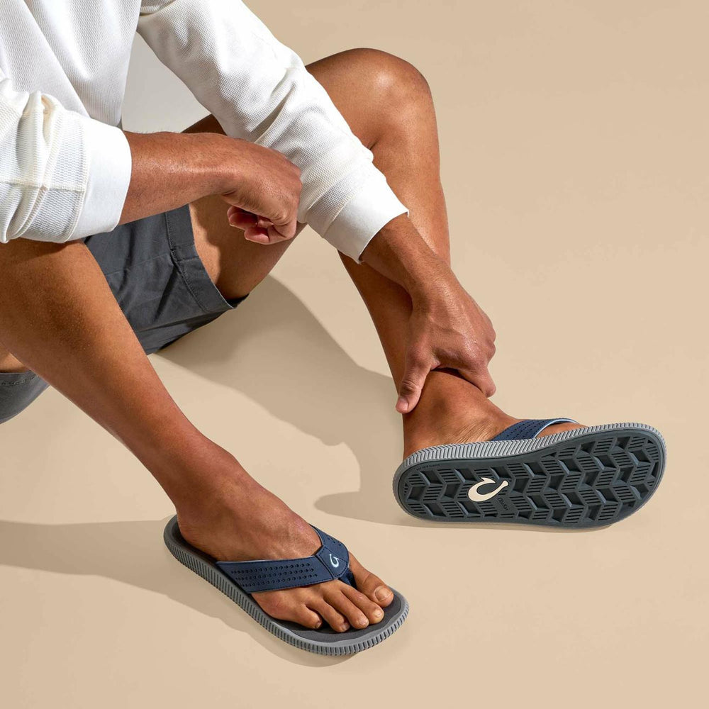 Olukai Ulele Beach Sandals - Blue Depth / Charcoal | Men Water-Friendly