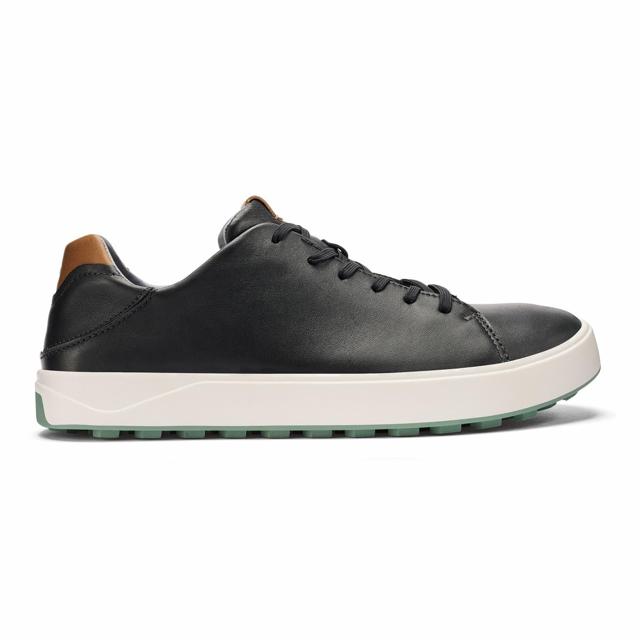 Olukai Wai‘alae Waterproof Leather Golf Shoes - Black | Men Golf