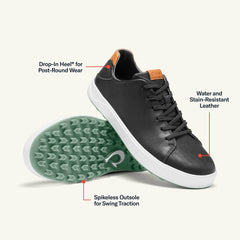 Olukai Wai‘alae Waterproof Leather Golf Shoes - Black | Men Golf