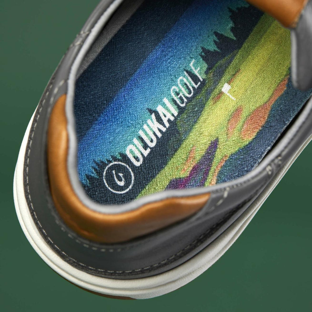 Olukai Wai‘alae Waterproof Leather Golf Shoes - Stone | Men Golf