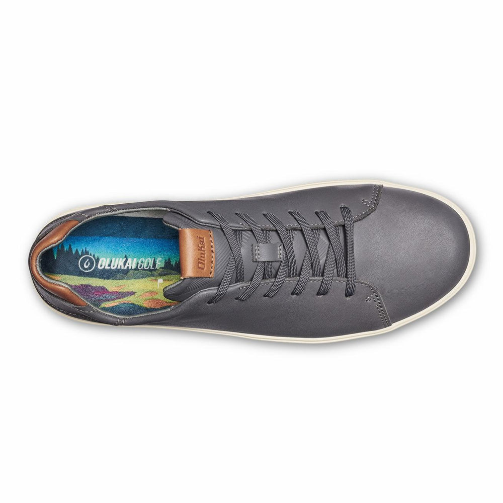 Olukai Wai‘alae Waterproof Leather Golf Shoes - Stone | Men Golf