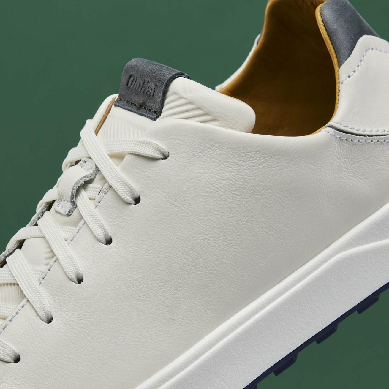 Olukai Wai‘alae Waterproof Leather Golf Shoes - White | Men Golf