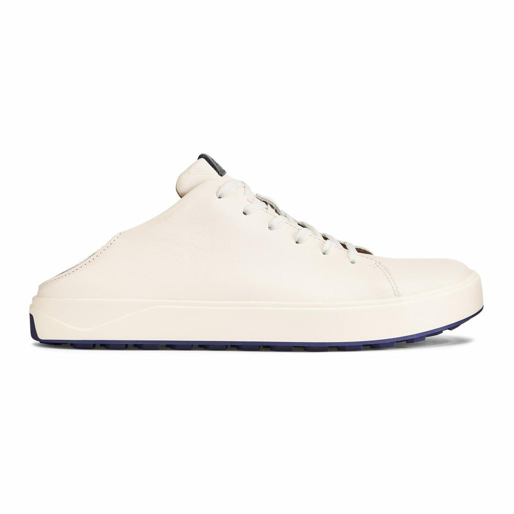 Olukai Wai‘alae Waterproof Leather Golf Shoes - White | Men Golf