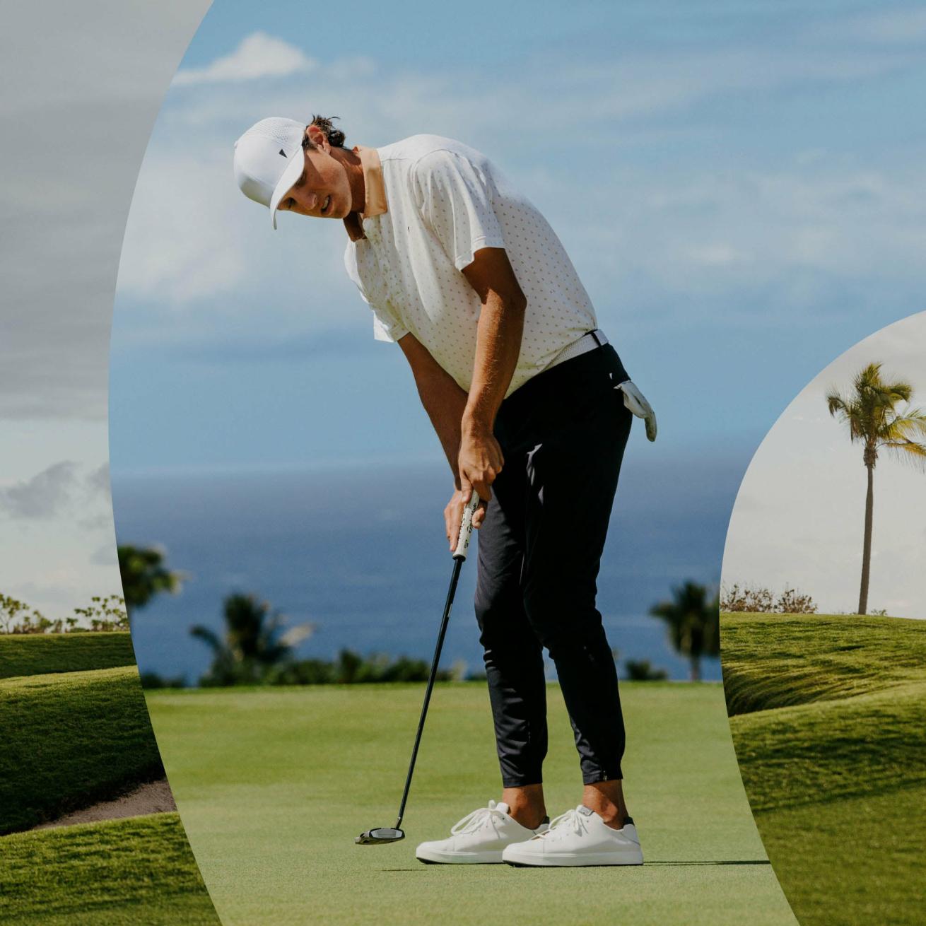 Olukai Wai‘alae Waterproof Leather Golf Shoes - White | Men Golf