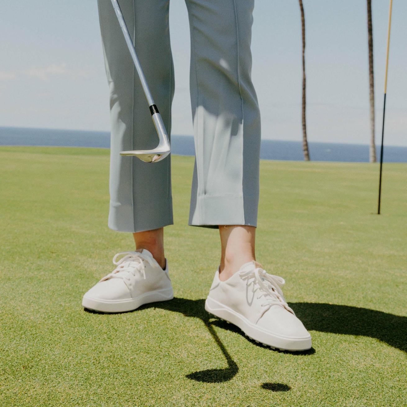 Olukai Wailea Waterproof Leather Golf Shoes - White | Women Golf