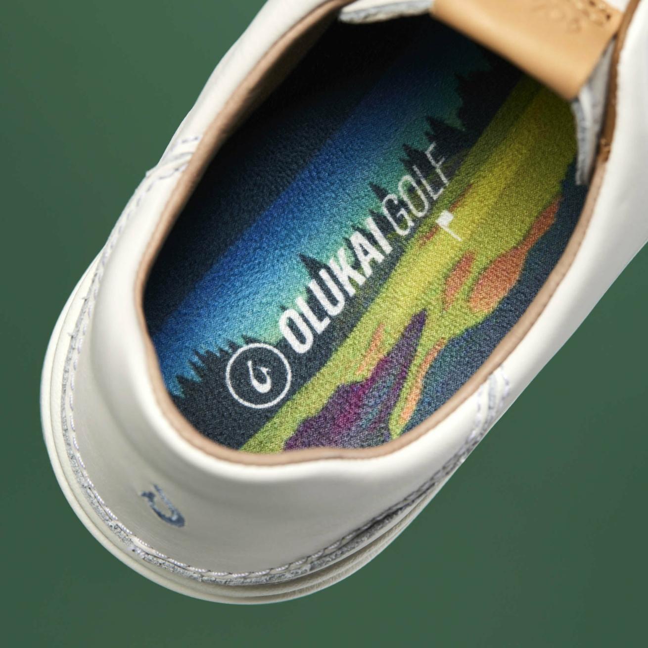 Olukai Wailea Waterproof Leather Golf Shoes - White | Women Golf