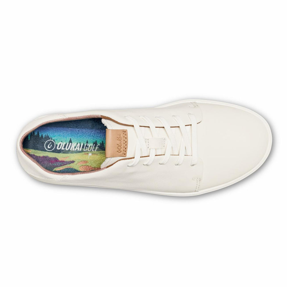Olukai Wailea Waterproof Leather Golf Shoes - White | Women Golf